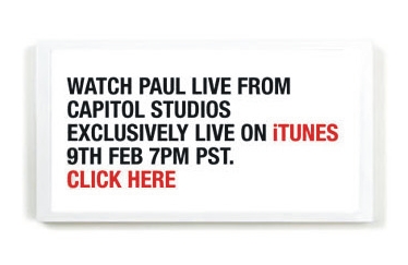 Watch Paul McCartney live from Capital studios exclusively live on iTunes