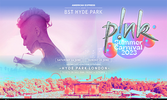 P!NK BST 24 and 25 June 2023 - London Hyde Park VIP Tickets