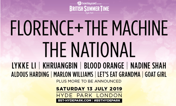 Florence+ The Machine and The National Tickets London BST Hyde Park 2019 Florence+ The Machine and The National Tickets BST Hyde Park 2019