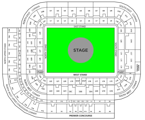 Ed Sheeran Sunderland - Guide to seating plan