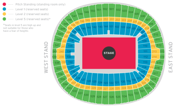 Ed Sheeran Wembley Stadium - Guide to seating plan
